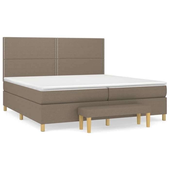 Maison Exclusive - Bed Slat Base with Taupe Mattress 200x200 Cm Fabric
