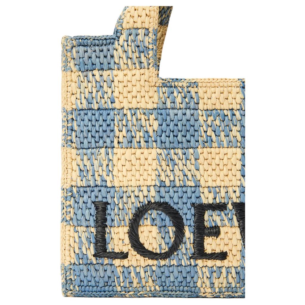 Loewe Small Font Tote Bag Natural/Light Blue Women Tote_bags Tan ALF1B59X16-2238