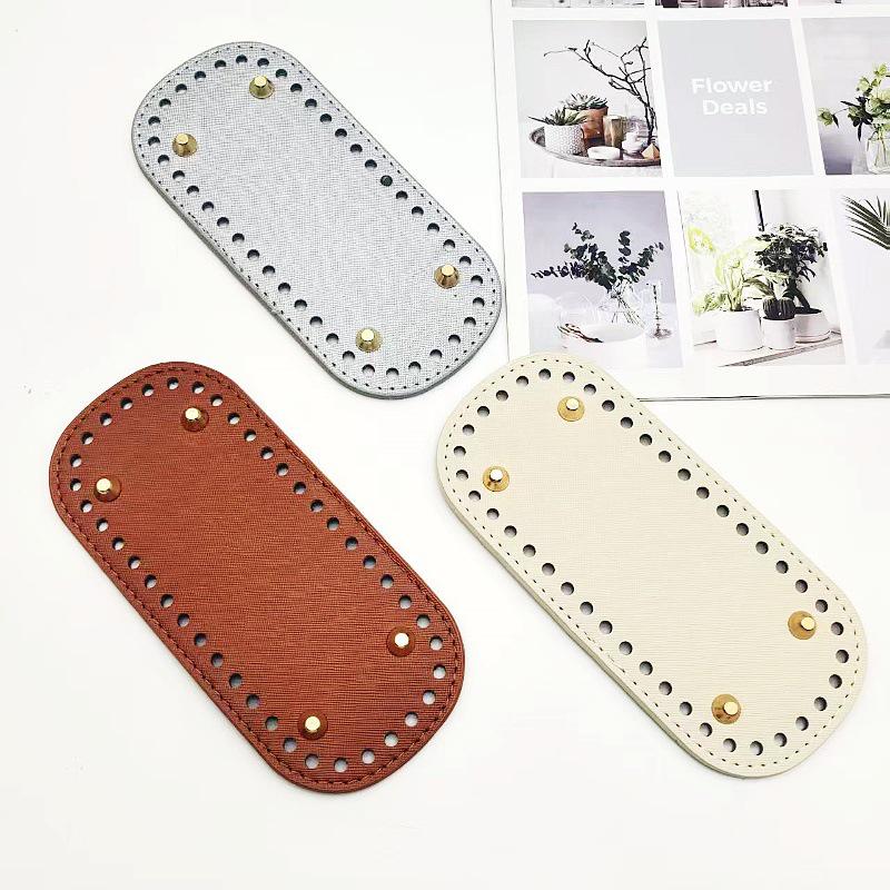 Spód torebki ze skóry i wełnianej włóczki DIY - owalna podstawa z poliuretanu do ręcznie robionych torebek