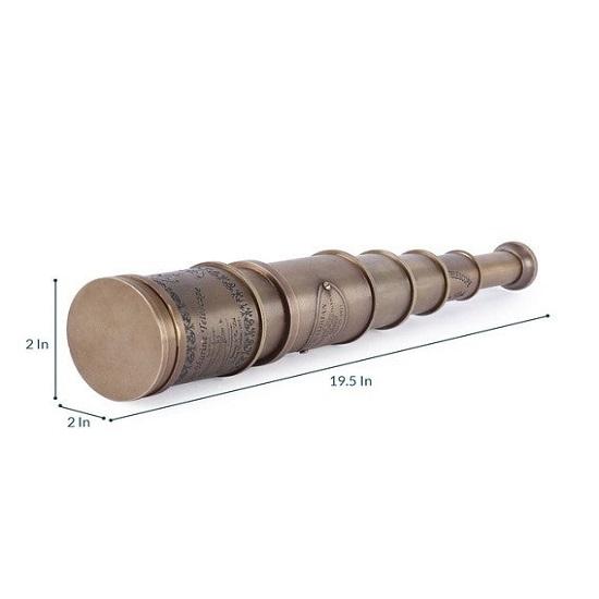 49,53 cm námornícky mosadz Vintage starožitný matný ďalekohľad s drevenou škatuľou Sheesha pre domáce a kancelárske dekorácie