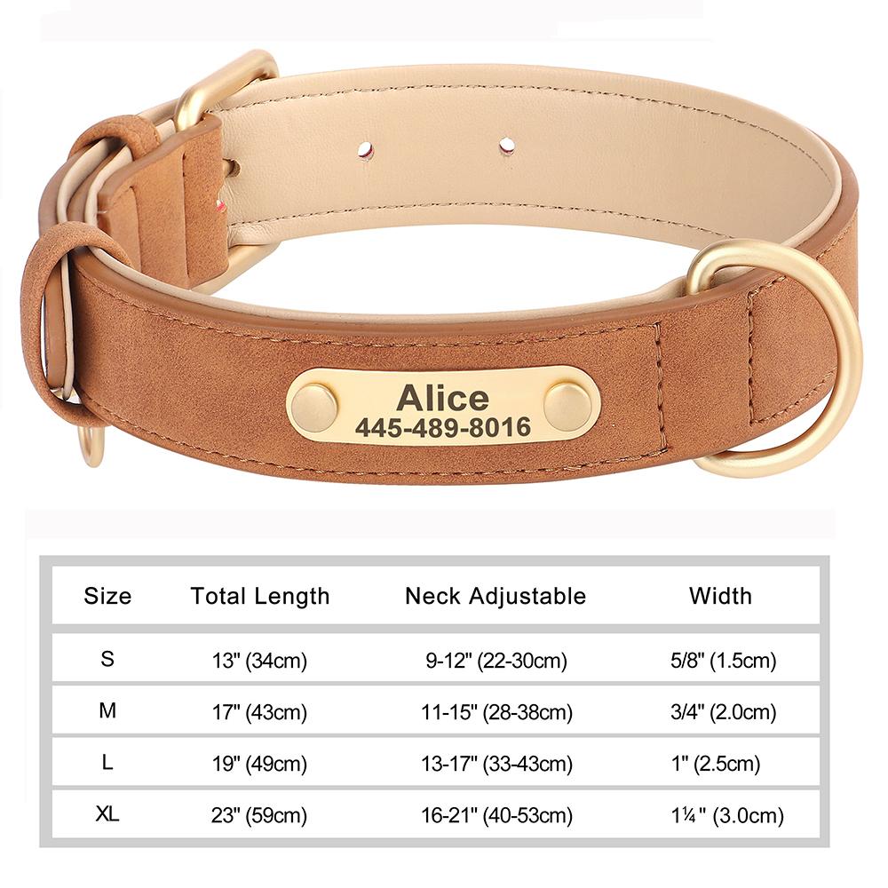 Custom Leather Dog Collar Personalized Collars with Free Engraved Nameplate for Small Medium Large Dogs Pitbull Labrador XS-XXL