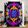 A vibrant, symmetrical swirl pattern with neon hues on a black background. for all seasons blanket lunch break throw gift
