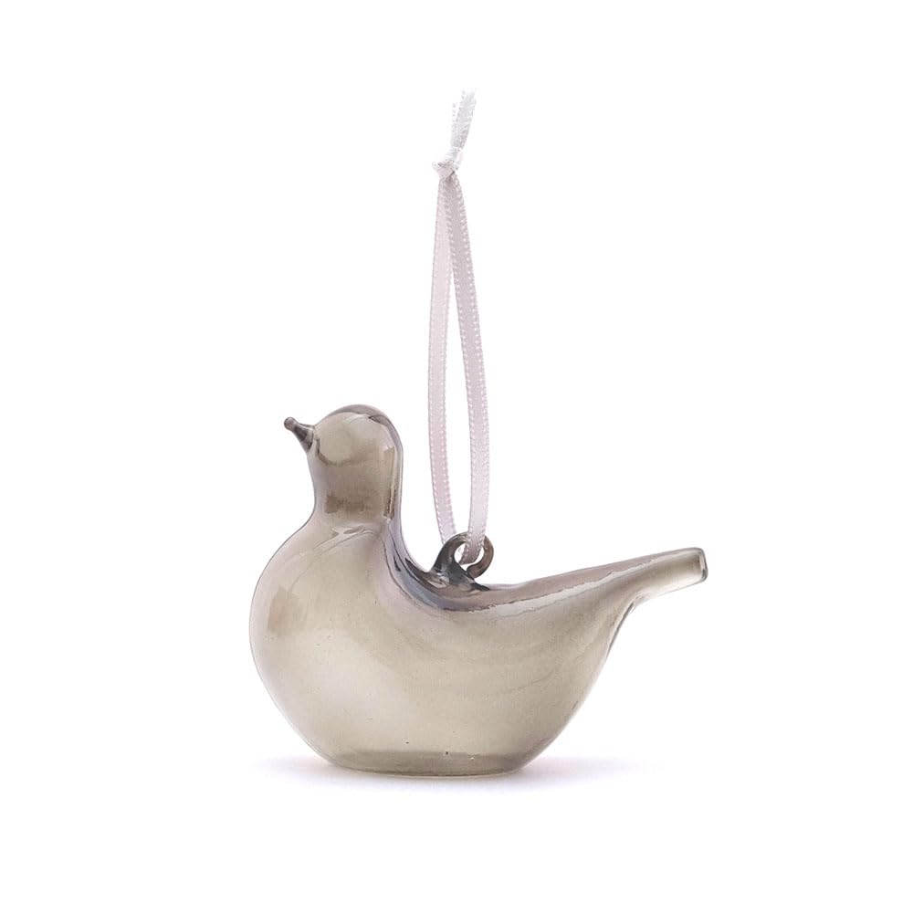 Shesay Mignon à Suspendre ou à Poser Vitrail de Noël Transparent Coloré Oiseau Nordique Ornement, Objet, Verre, Style, (gris)