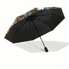 Halloween Stained Window Panel with Pumpkins and CandleUmbrella, Portable 3-Fold Compact Umbrella,Christmas Gift ES467
