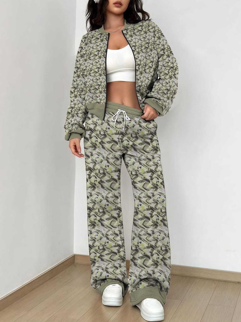 Camouflage Style Autumn And Winter New European And American Women'S Clothing Outdoor Fashion Suit Women