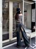 Women's High-Waist American Retro Distressed Wide-Leg Jeans for Spring
