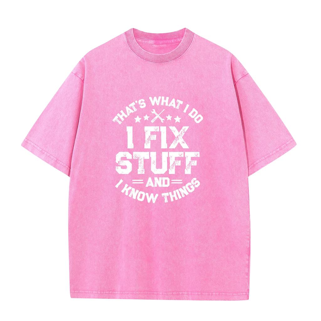 Herren Lustiges Ich repariere Sachen Washed Style T-Shirt Mechaniker Ingenieur Garage Gebleicht Bleichmittel Stil T-Shirt