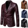 Autumn and winter new men's slim-fitting versatile PU small suit men's suit collar leather jacket men's jacket