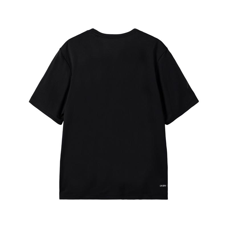 Li-Ning Fashion Versatile Solid Color Round Neck Pullover Short Sleeve T-Shirt Men Tops Black ATSW623-1