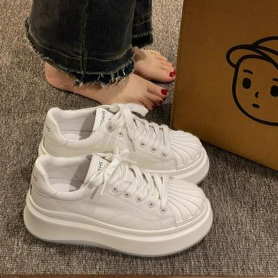 Thick-soled Heightening Little White Shoes Women's 2025 Spring New Internet Celebrity Explosion Versatile Senior Sense Lightweight Casual Sports Shoes
