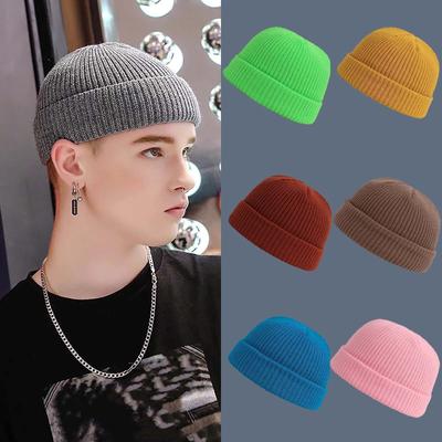 Winter Knitted Beanie Hat Pullover Style Hip Hop Ribbed Knit Warm Cold Weather Headwear for Men and Women