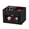 Mabuchi Motor New Automatic Watch Winder, Wooden, Fits Both Men's and Women's Watches, 2023 Upgrade (Black Exterior, Red Interior - W142R)