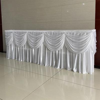 3M/6M Ice Silk Table Skirt Colorful Pleated Long Tablecloth with Swag for Wedding Party Curtain Swag Drape Valance Table Decor