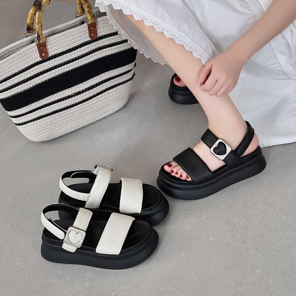 Leather platform Roman shoes women's 2025 summer new wear open-toed casual muffin shoes with beach sandals