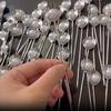 4Pcs 304 Stainless Steel Fruit Stick Shell Pearl Design Fruit Fork Cocktail Pick  Party