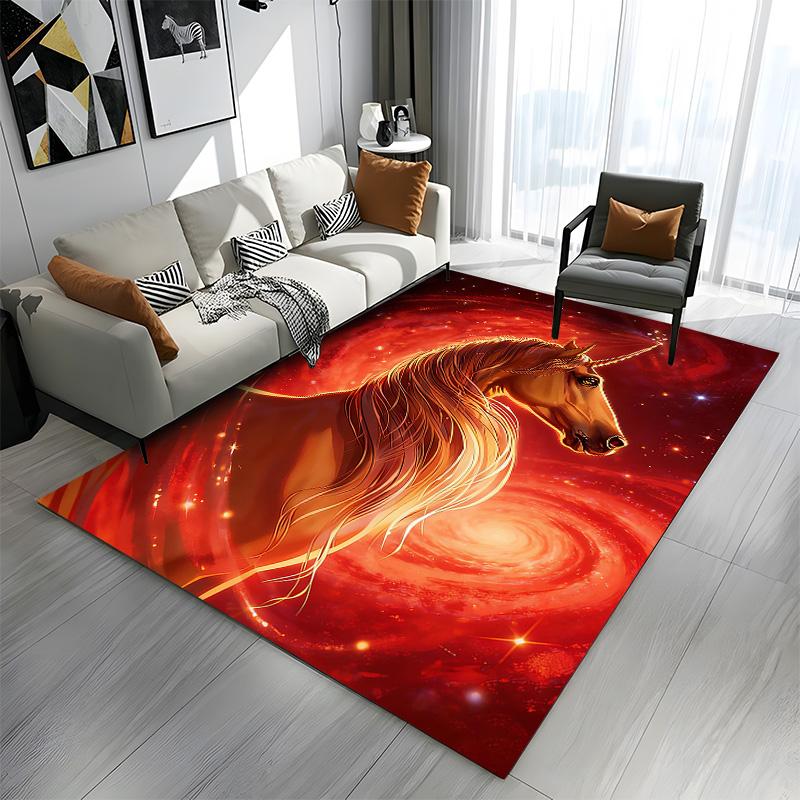 Fiery Cosmic Unicorn Patterned Carpet a Non Slip Rug Suitable for All Seasons and Any Setting, Gift