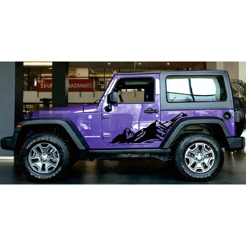 2Pcs Graphic Snow Mountain Car Sticker Auto Side Skirt Decal For Jeep Wrangler