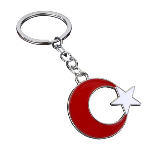 Metal Buckle Keychain Pendant, Zinc Alloy Key Ring with Star Moon Design, Keys Bags Suitcases Charm