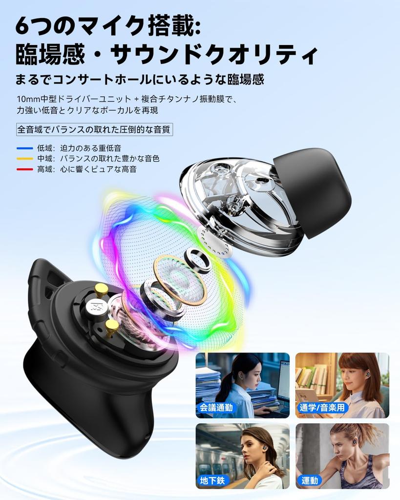 Bluetooth Wireless Earbuds with 6 Silicone AI Smart ENC Call Noise IPX7 Up To 65 Hours of 2025 Latest Bluetooth HIFI Sound Low Latency Instant