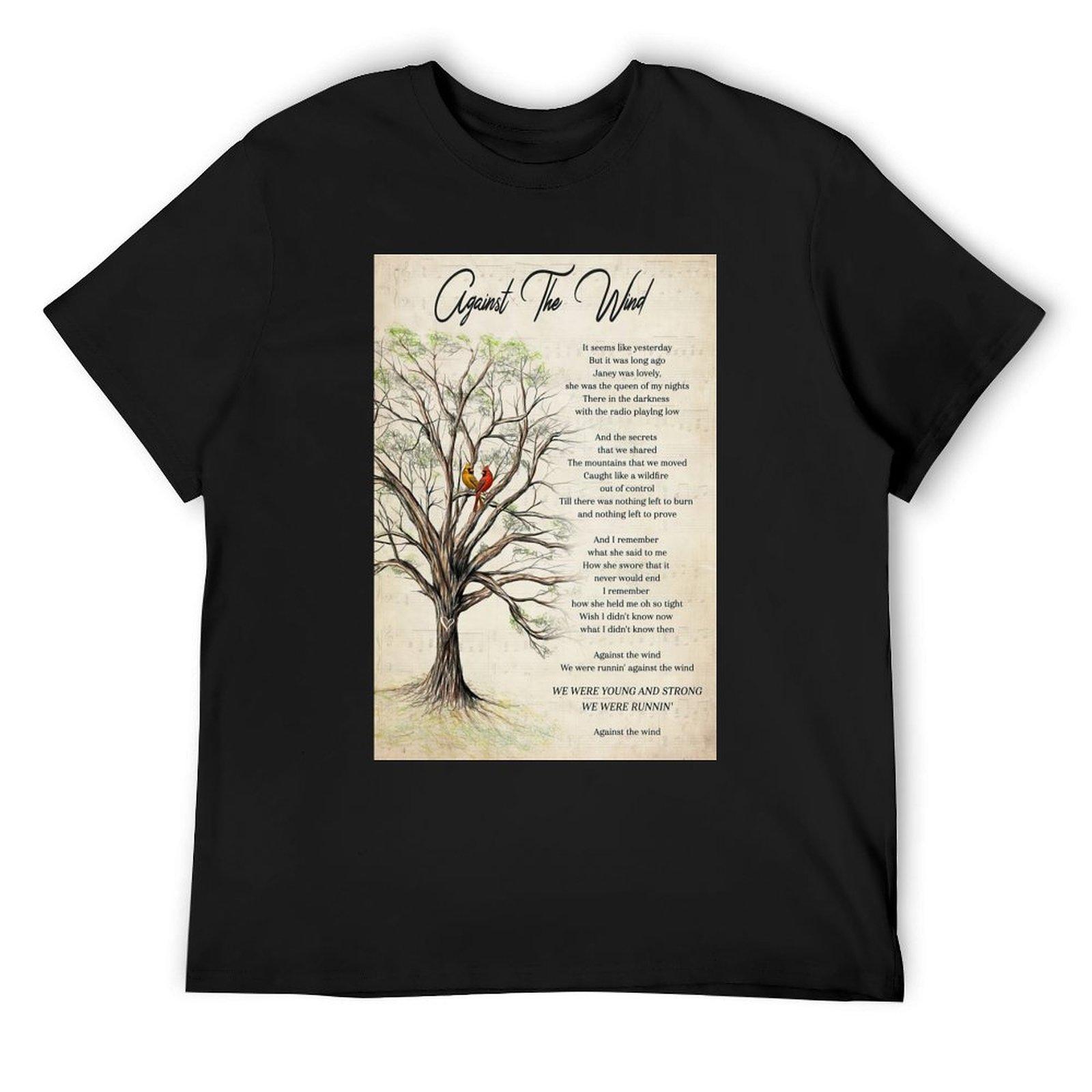 

Against The Wind Lyrics Bob Seger & The Silver Bullet Band - Cardinal Bird Couple T-Shirt anime tshirt black t shirts for men 4XL