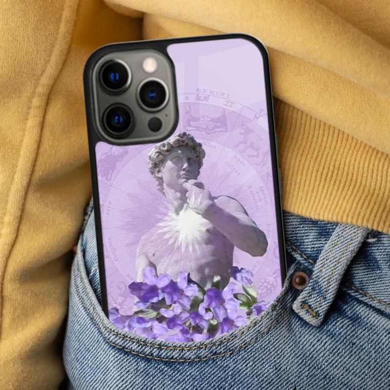 Vintage Funny Statue Soft Phone Case for iPhone 17 Air 16e Pro Max 15 Pro 13 14 Plus 11 12 MagSafe Magnetic Coque