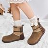 Winter Platform Snow Boots for Women Warm Faux Suede Ankle Booties Shoes With Faux Fur Lining Women's Comfortable Fuzzy Anti-Slip Walking Short Boots