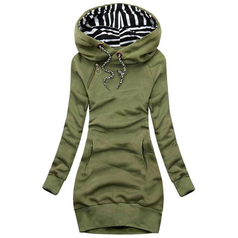 Maglione con Cappuccio Moda Donna Autunno e Inverno Manica Lunga Felpa con Cappuccio Tinta Unita Slim Fit Pullover Felpa Taglia Plus