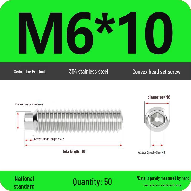 304 Stainless Steel Cup Point Grub Screw - Sizes M3 To M10