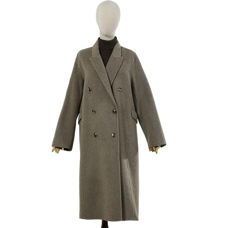 

Шерстяное двустороннее шерстяное пальто длинное пальто свободное повседневное универсальное плечо рукав куртка женское шерстяное пальто M верблюд