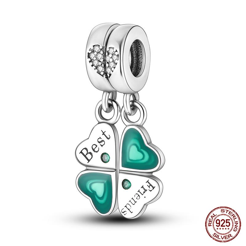925 Lucky Clover Charm Beads Fit 3mm Sterling Silver Bracelet DIY Ladies Birthday Gift