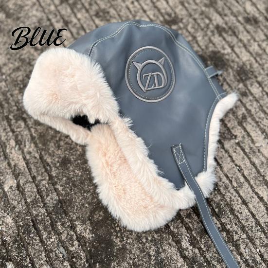 Outdoor Hat Winter Protection Fluffy Solid Color Plush Lining Women Bomber Ear Ski Windproof Letter