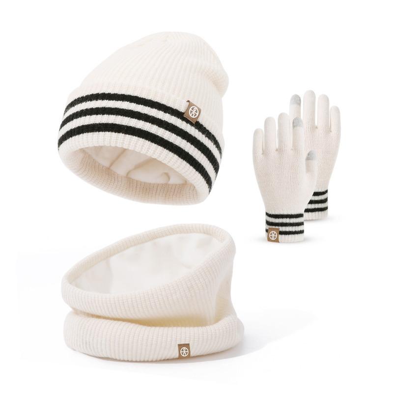 Winter children's hat gloves scarf three-piece set medium and small children's warm baby hat children's gloves women