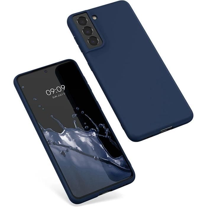 Coque de Protection - BOOLING - Samsung Galaxy S21 5G - Silicone Liquide - Antichoc - Slim - Bleu Marine
