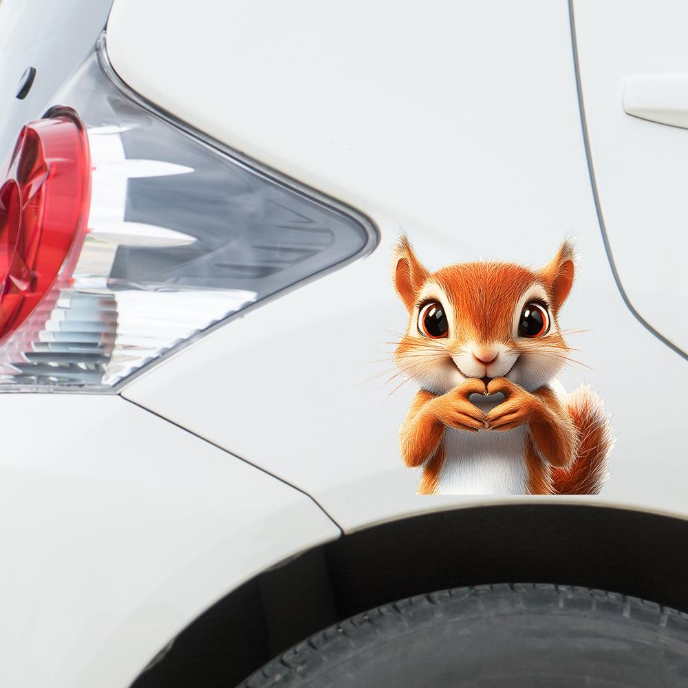 Cartoon Than Heart Squirrel Glass Car Beautification Decoration Stickers