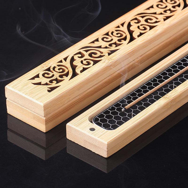 Nan Bamboo Carved Incense Stick Box and Agarwood Burner - Bamboo Hollowed-out Design for Home Use.