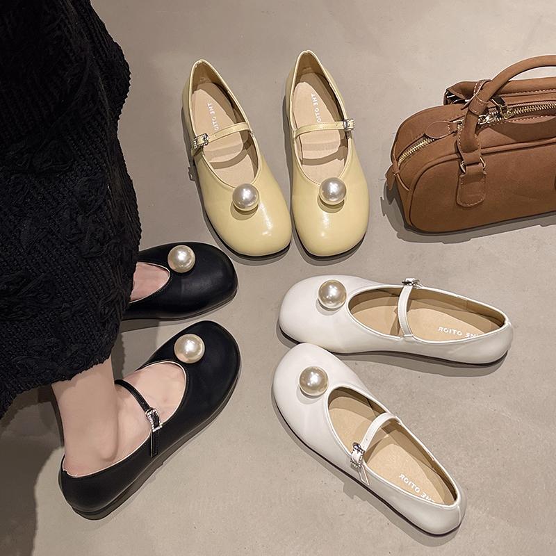 Fashion Elegant Shoes Woman 2025 Soft Autumn Pearl Decorateion Female Footwear New Fall Beading Comfortable Boat Dress Summer Mary