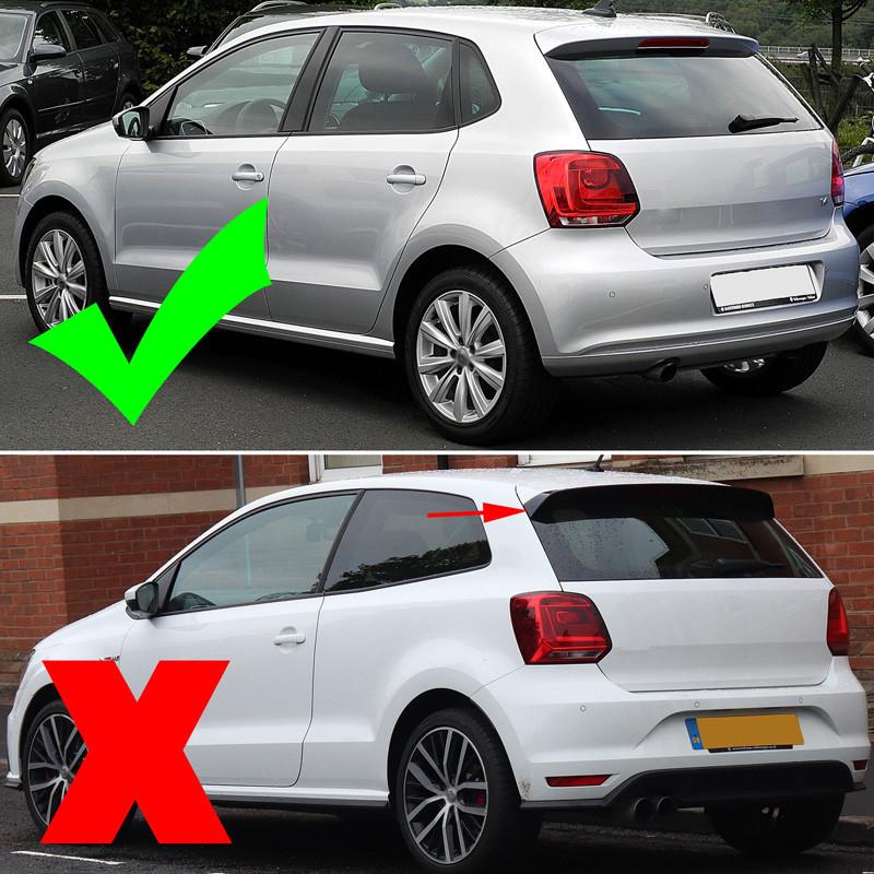 1 par glänsande svart bil bakruta sidospoiler för VW Polo MK5 6R 6C 2011-2017