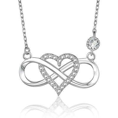 Unlimited Love Digital Letter Necklace for Women, Simple and Versatile Love Heart-shaped Pendant Collarbone Chain Neck Chain