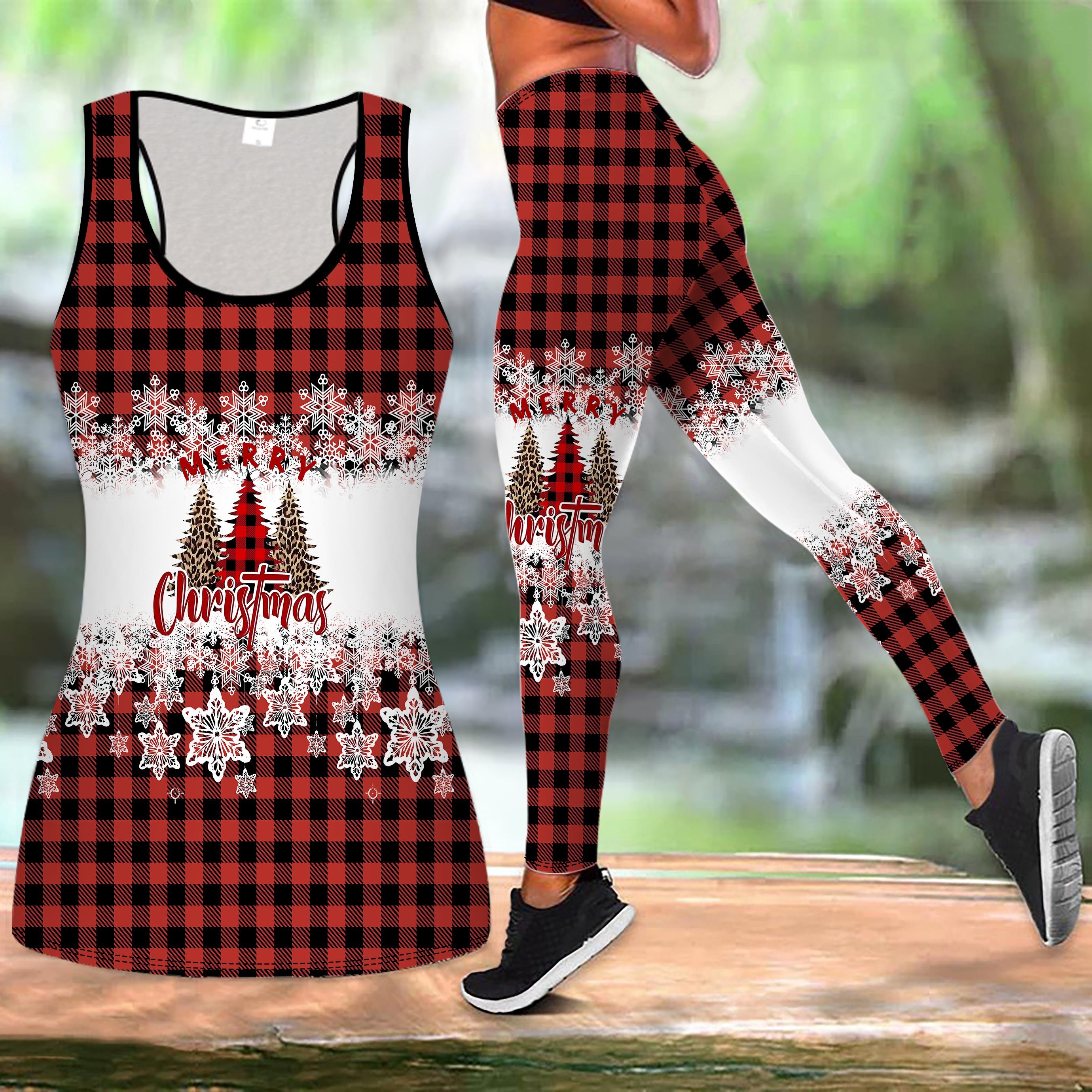 

Christmas Festival Print Yoga Outfit for Women Fashion Workout Leggings Fitness Sports Casual Yoga Set Sports Suit XXL червоний
