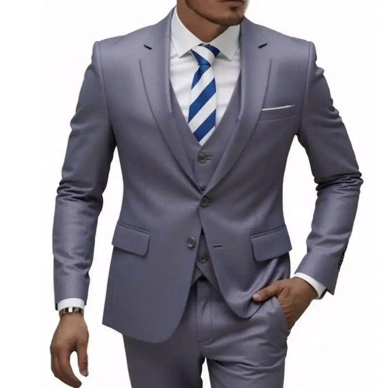 Formal Banquet Business Suit For Men Wedding Party Grooms Elegant Outfits Fashion Prom Slim Fit 3 Pieces Sets Jacket Vest Pants