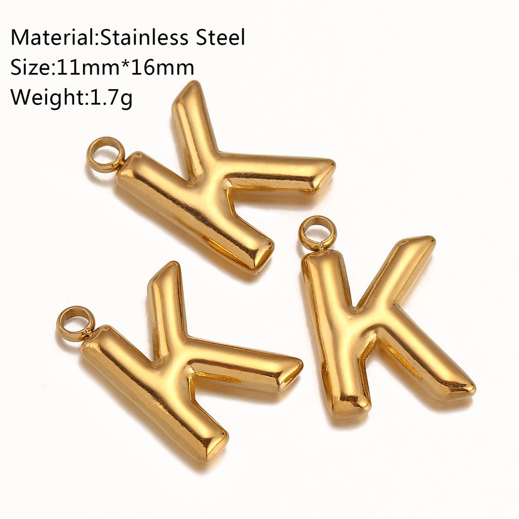 3Pcs Initial Charms 3D Stainless Steel English Letter Pendant 18K Gold Color PVD Plated Bubble Alphabet Charm DIY Jewelry Making