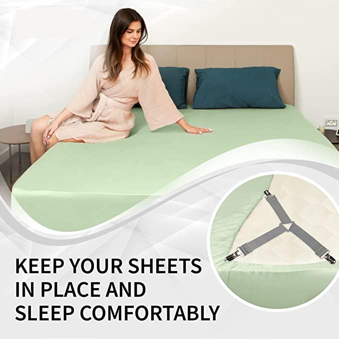 4pcs/Set Bed Sheet Fasteners Straps Suspenders Adjustable Fitted Sheet