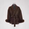 2025 Women's Short Fox Fur Wool Coat - Double-Sided Bathrobe Style