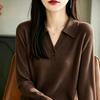 Women S Knit Polo Neck Long Sleeve Sweater Casual Versatile Base Layer