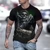 Summer Round Neck 3D Vintage Horror Skull Print Top Fashionable Casual Short Sleeved Men's T-shirts