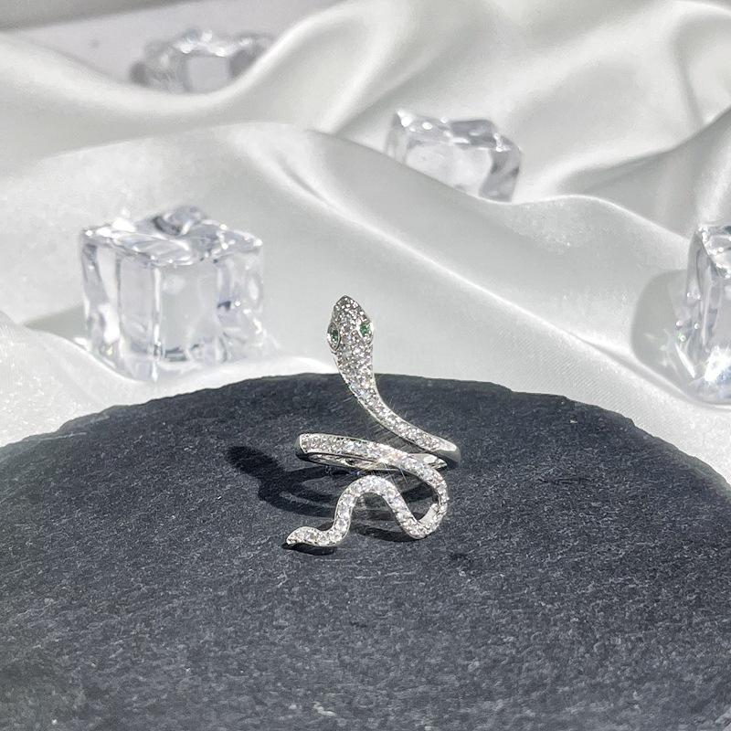 1pc Snake-shaped Ring Female Ring Full of Ins Tide Ring Opening Index Finger Ring