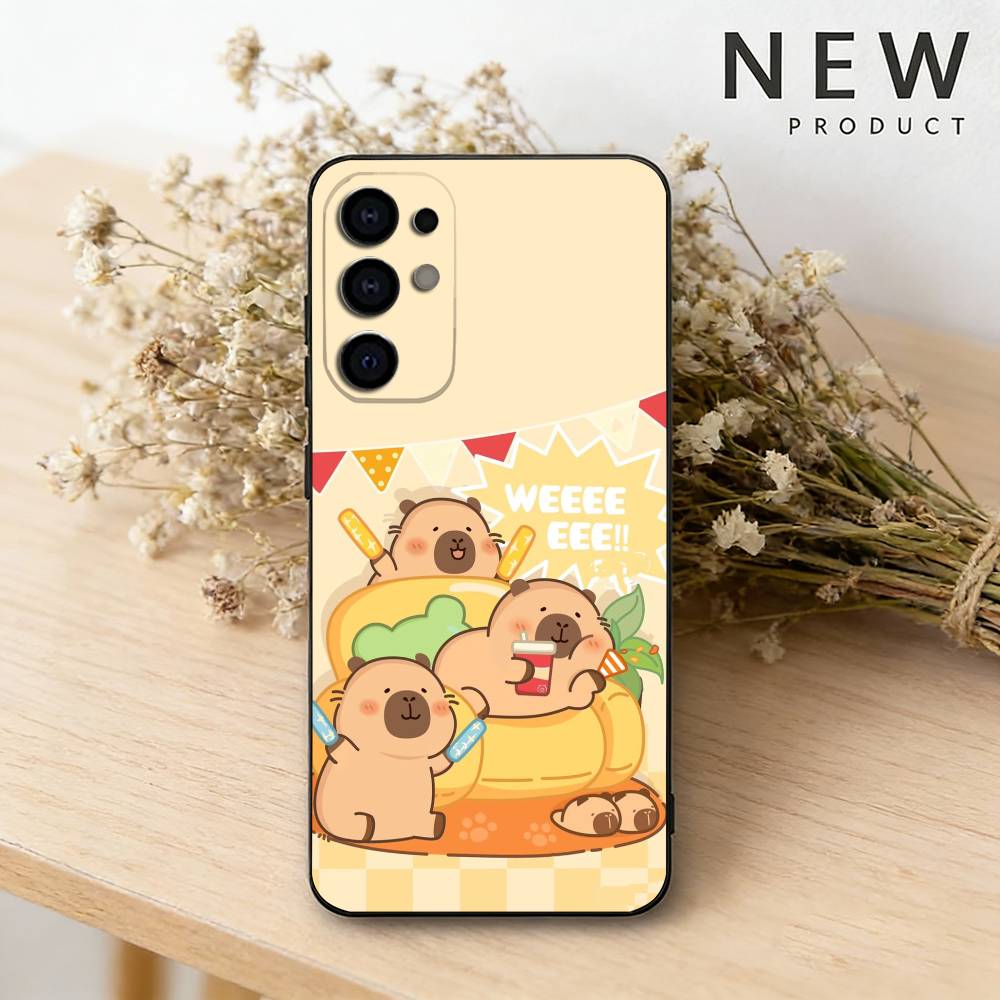 Cute C-Capybara  Phone Case For Samsung S26,25,24,23,22,30,21,10,9,Ultra,Plus,Lite Black Soft Case Samsung S22ULTRA5G