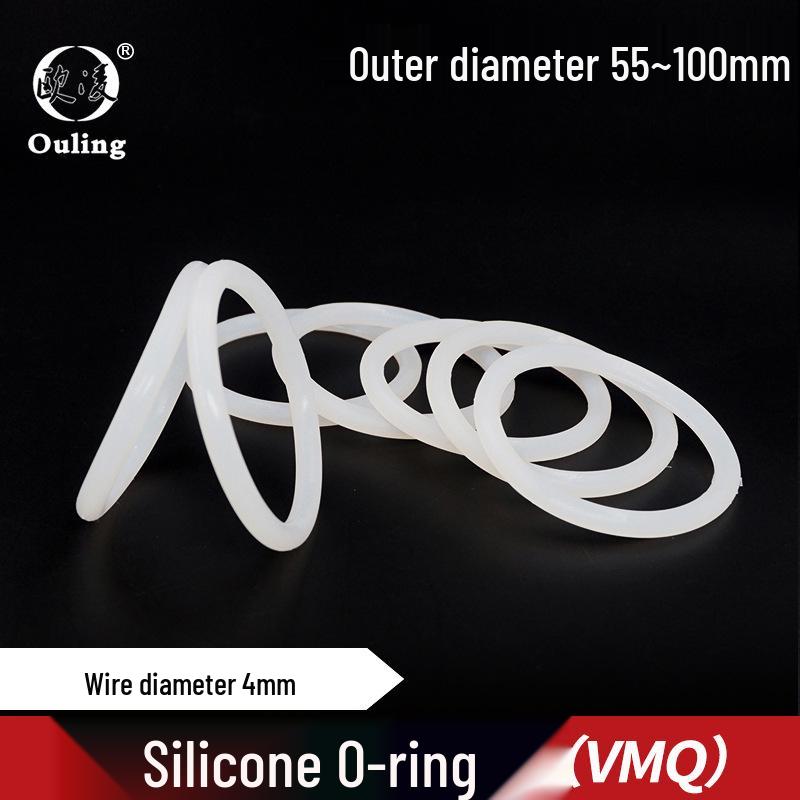 White Silicone O-ring, OD 55-100mm, CS 4mm 55*4mm (1 piece) White Silicone O-ring
