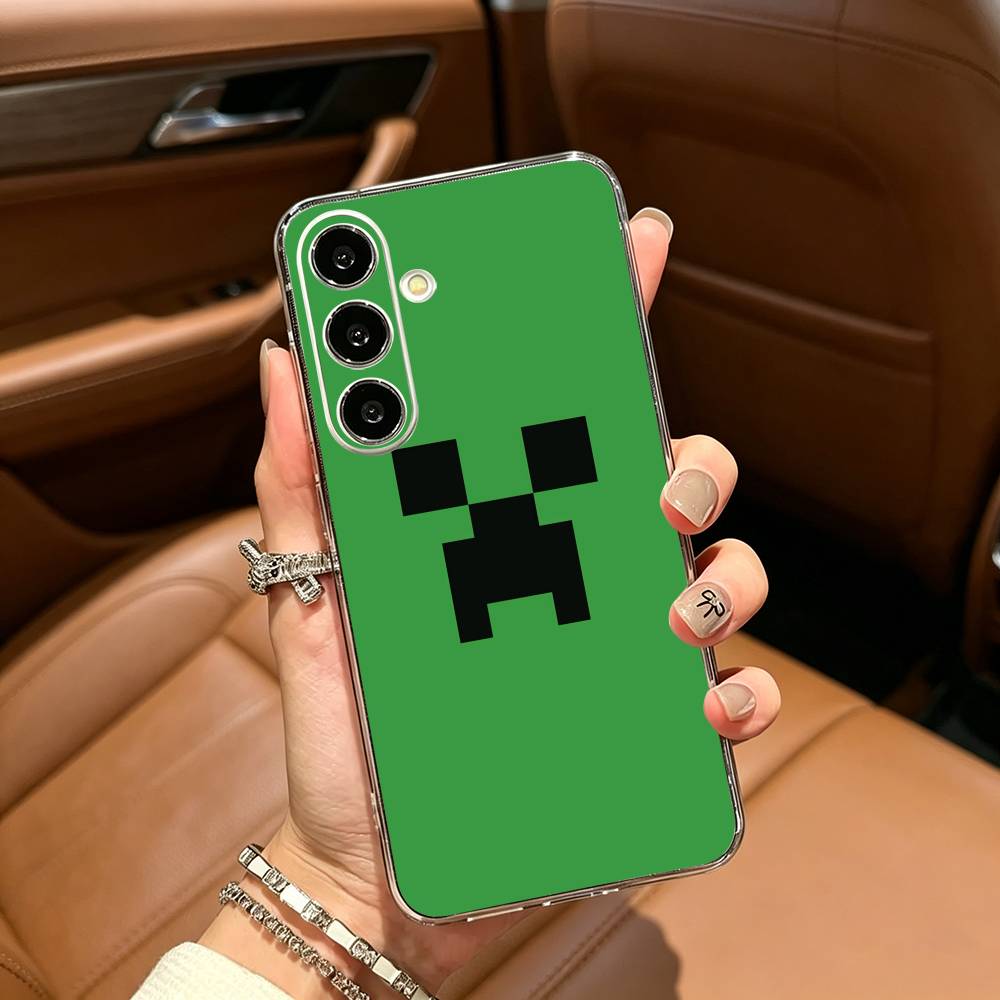Green P-Pixel M-Monster C-Creeper Phone Case For Samsung Galaxy A71,A70,A52,A51,A40,A30 Transparent Cover Samsung a714g