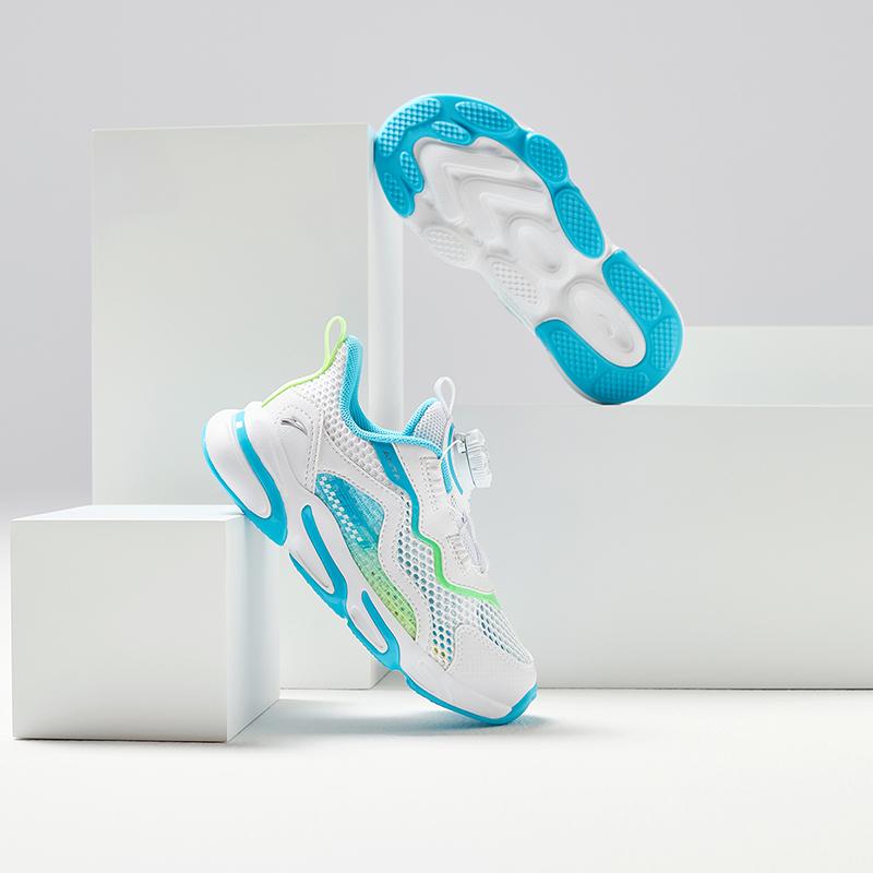 Anta Kids Trendy Versatile Lightweight Shock Absorbing Breathable Low Top Running Shoes Kids Sneakers White Green A12439974-3